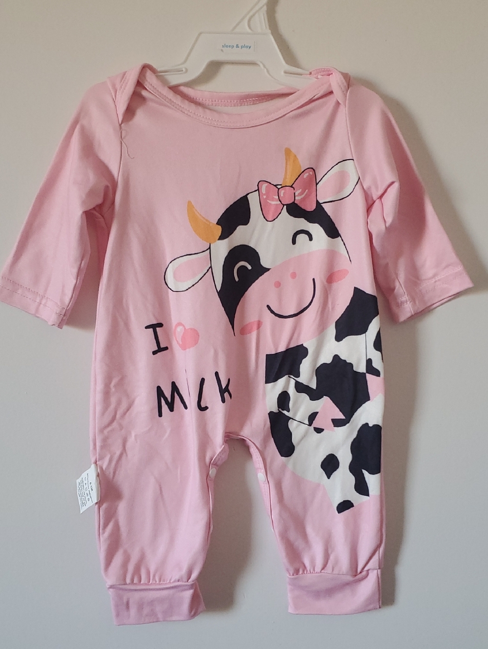 Baby Girls Pink Cow Print Baby One-Piece Romper With Snap Buttons Size 0-1 Month